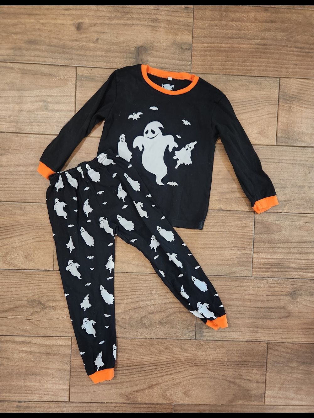 Kids ghost pajama set Kids Black & Orange Ghost Pajama SetUnisex Size 7